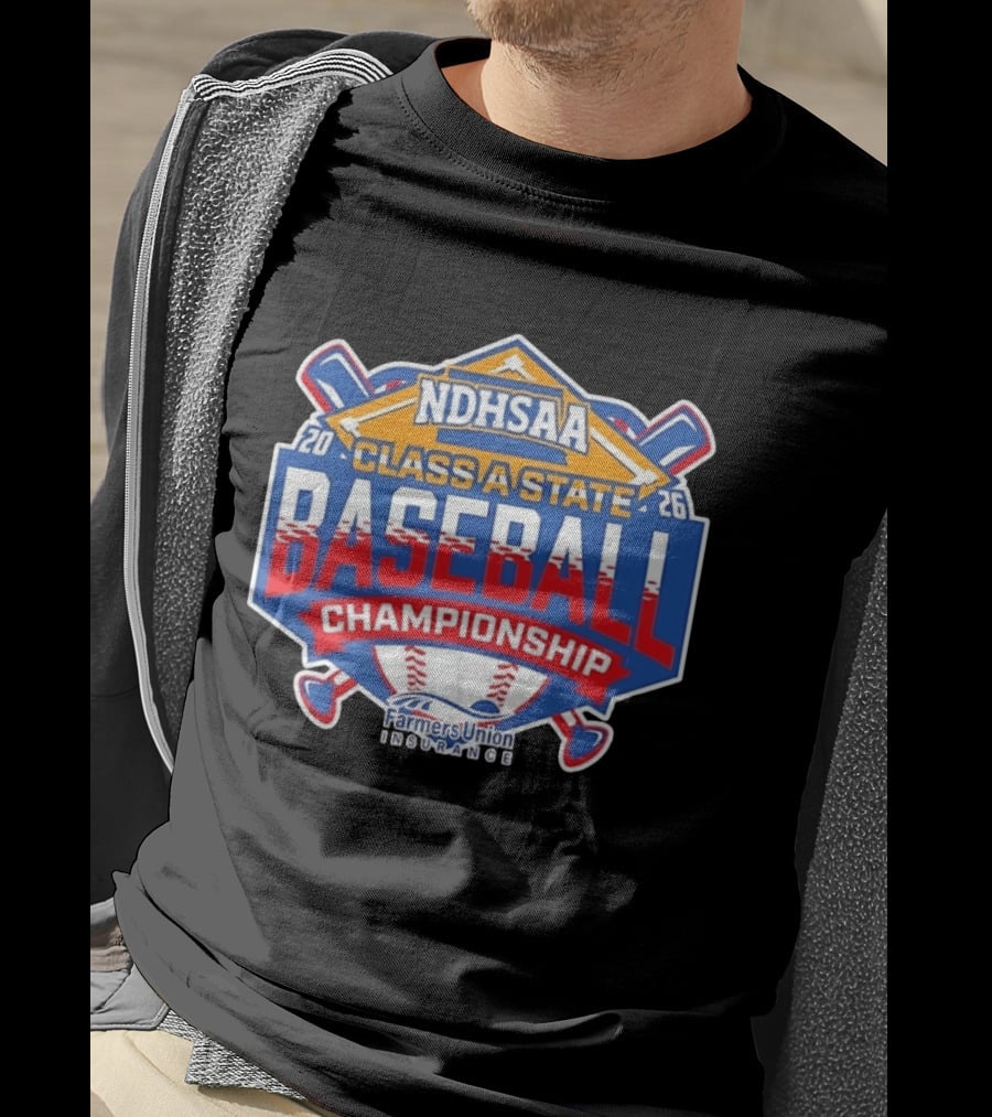 NDHSAA Class A State Baseball Championship 2026 Farmers Union Insurance T-Shirt