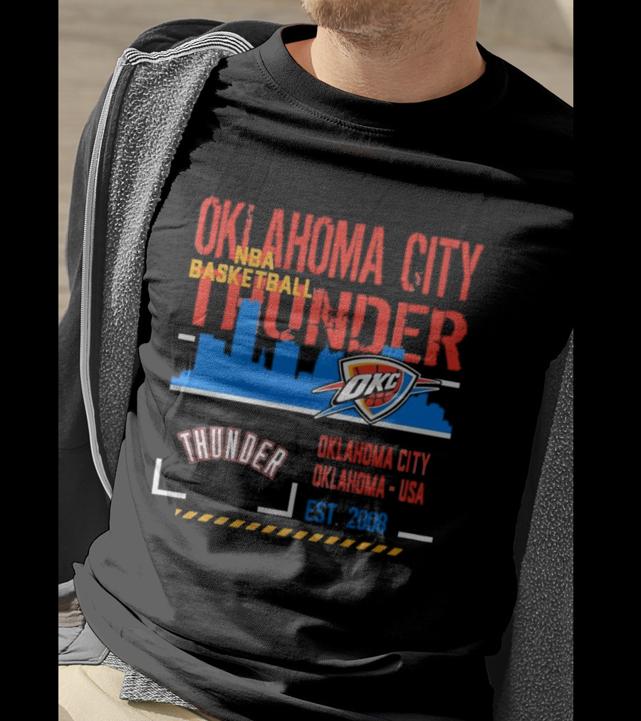 Oklahoma City Thunder NBA Basketball Skyline OKC Est 2008 T-Shirt
