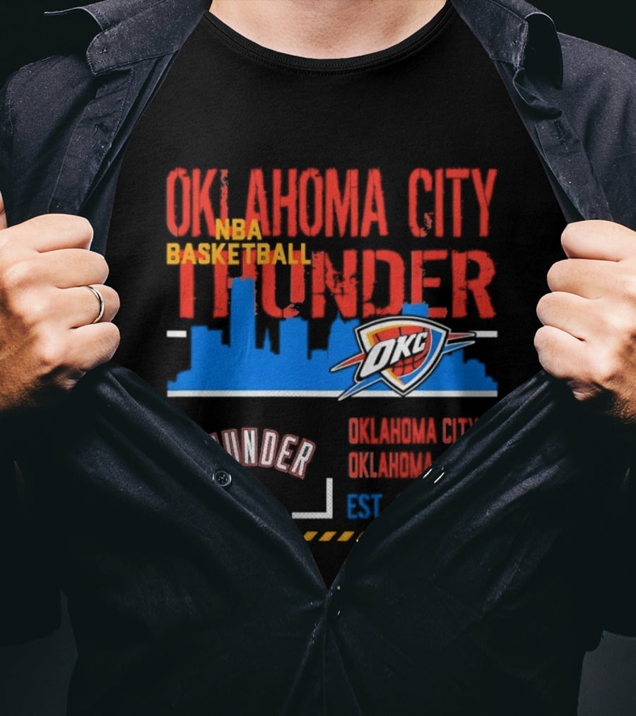 Oklahoma City Thunder NBA Basketball Skyline OKC Est 2008 T-Shirt