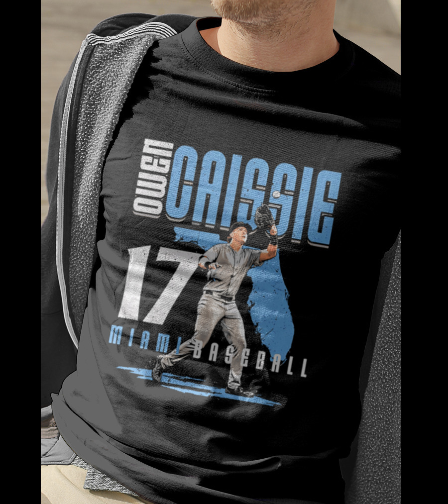 Owen Caissie 17 Miami Baseball Florida Map T-Shirt