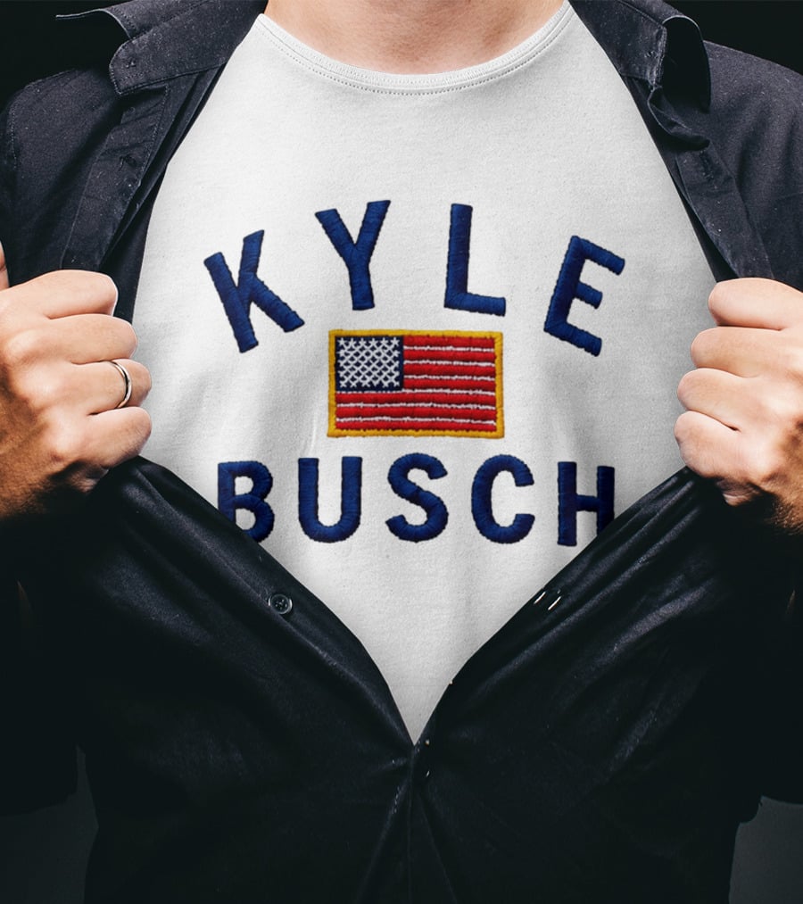 Kyle Busch American Flag Racing Patch T-Shirt