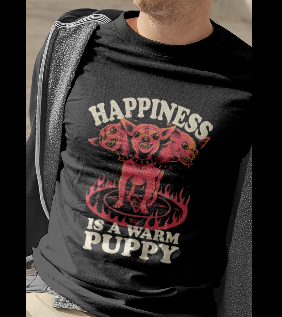 Happiness Is A Warm Three Headed Puppy Cerberus Greek Mythology T-Shirt