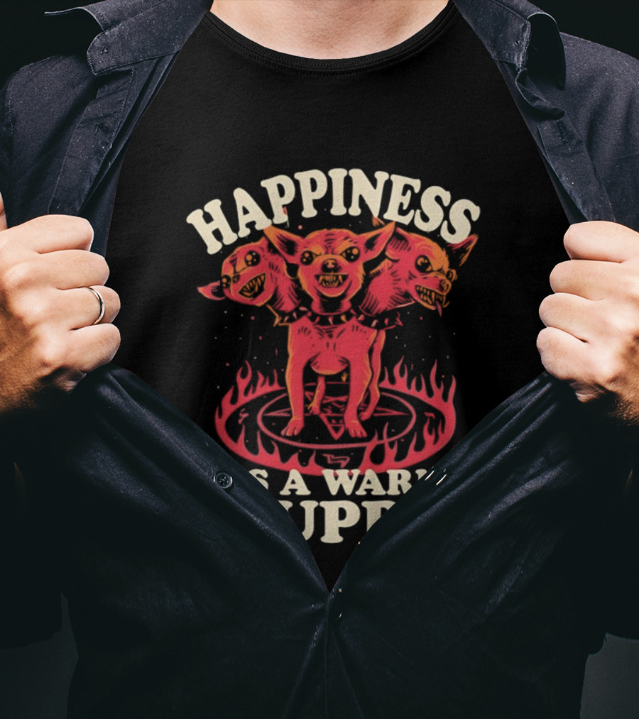 Happiness Is A Warm Three Headed Puppy Cerberus Greek Mythology T-Shirt