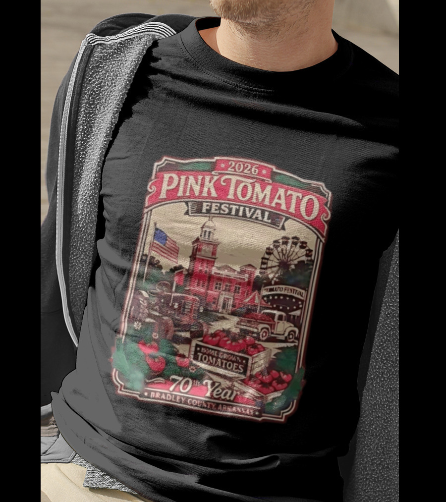 2026 Pink Tomato Festival 70th Year Warren Arkansas Bradley County Home Grown Tomatoes T-Shirt