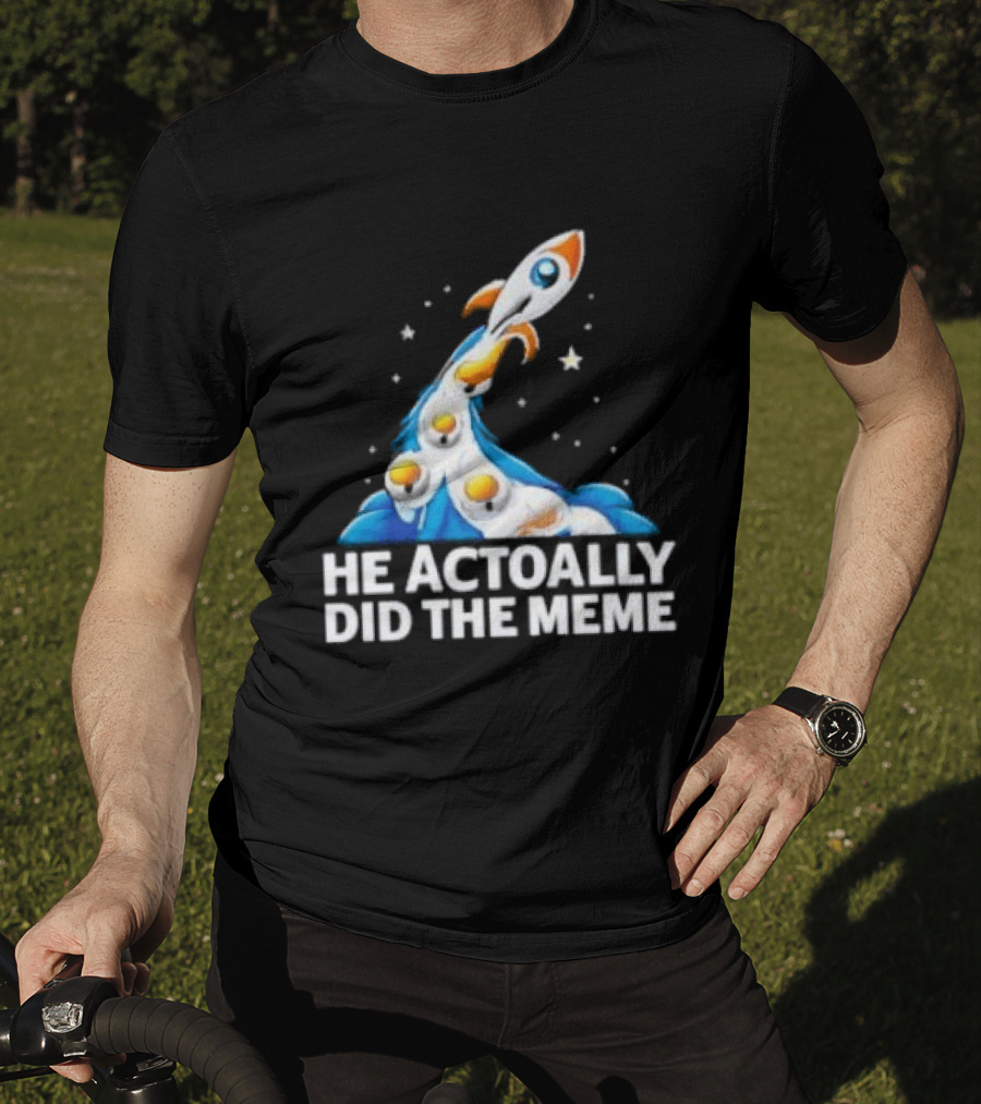 He Actoally Did The Meme Rocket Launch Planets T-Shirt