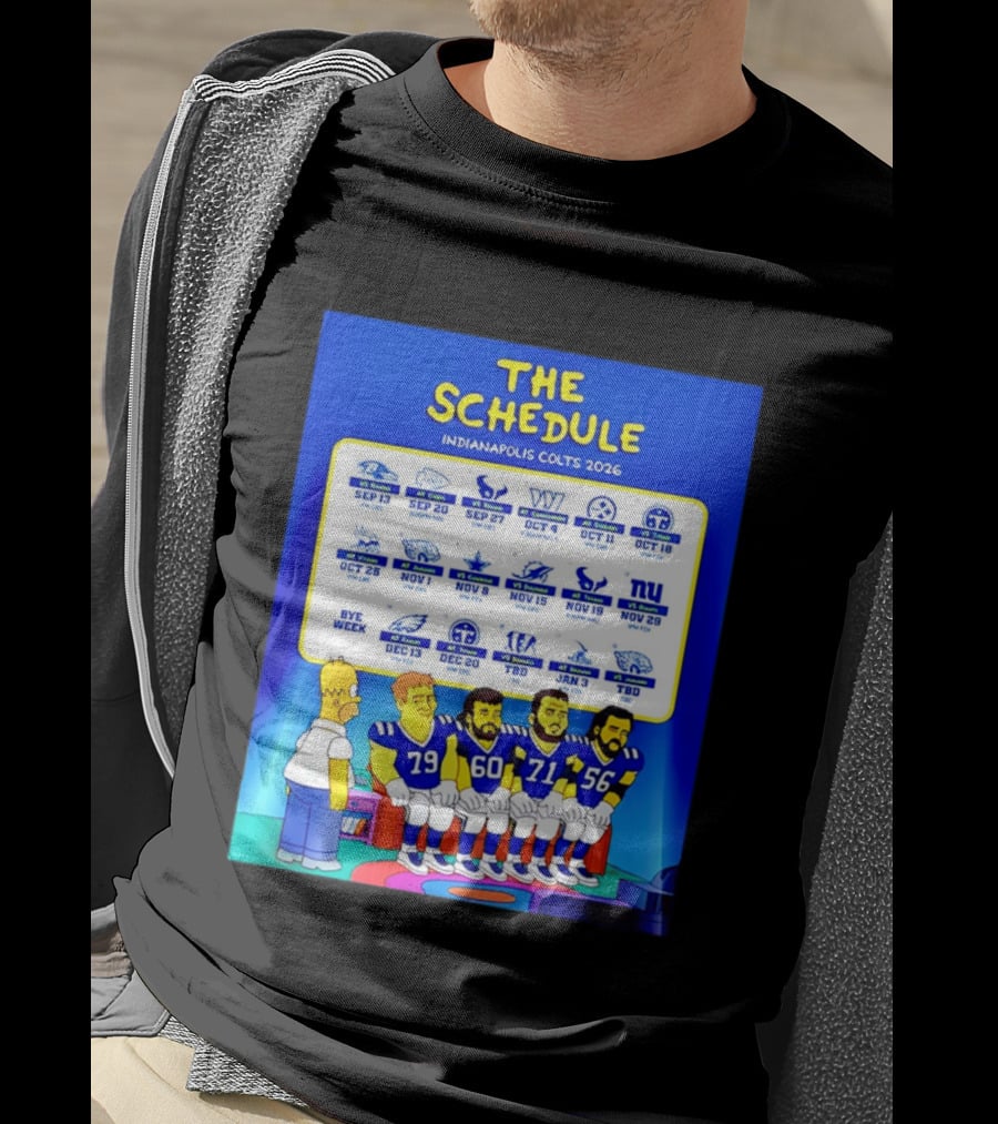 The Schedule Indianapolis Colts 2026 Simpsons Characters NFL Teams Matchups T-Shirt
