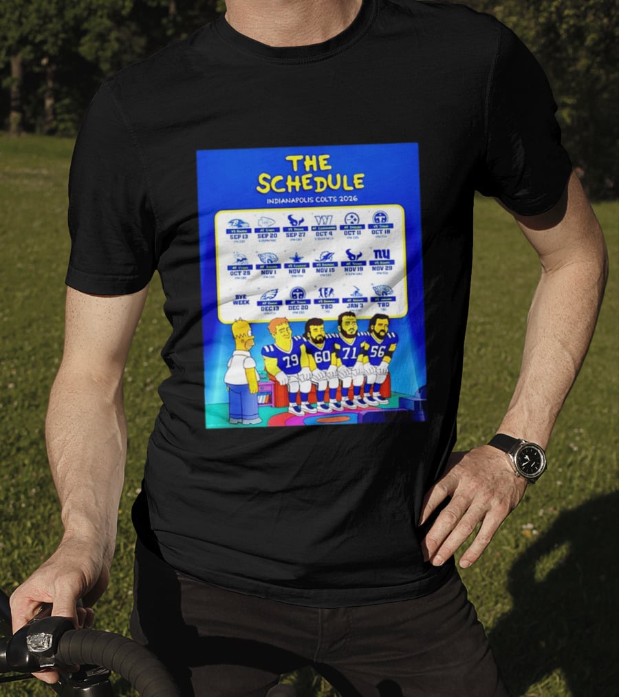 The Schedule Indianapolis Colts 2026 Simpsons Characters NFL Teams Matchups T-Shirt