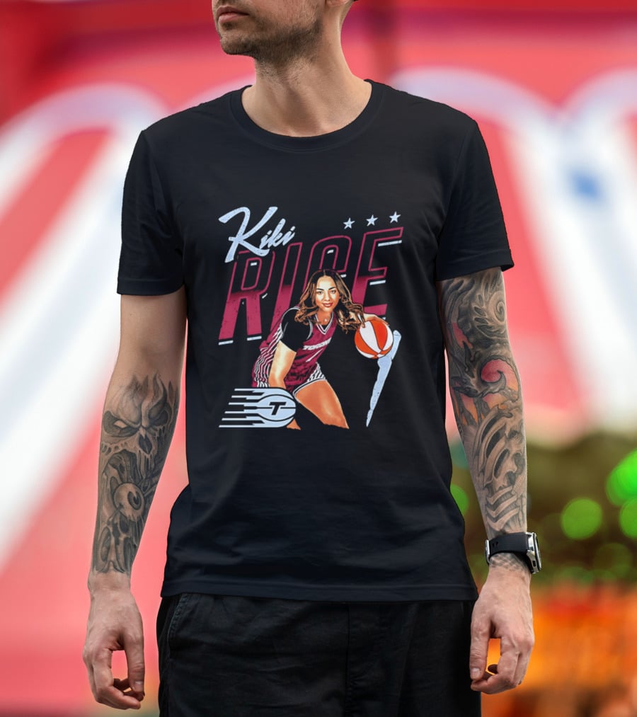 Kiki Rice Toronto Tempo Player Three Stars Basketball Pose T-Shirt