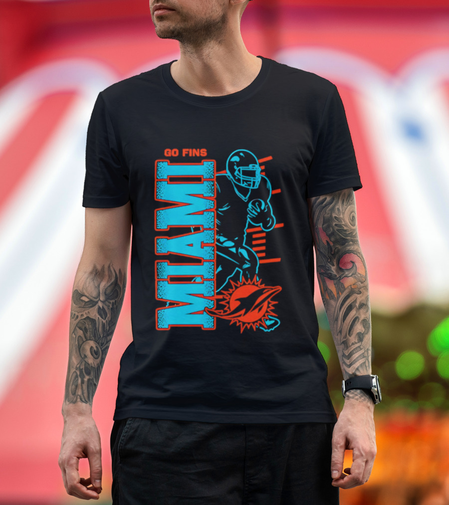 Miami Dolphins Go Fins Football Player T-Shirt