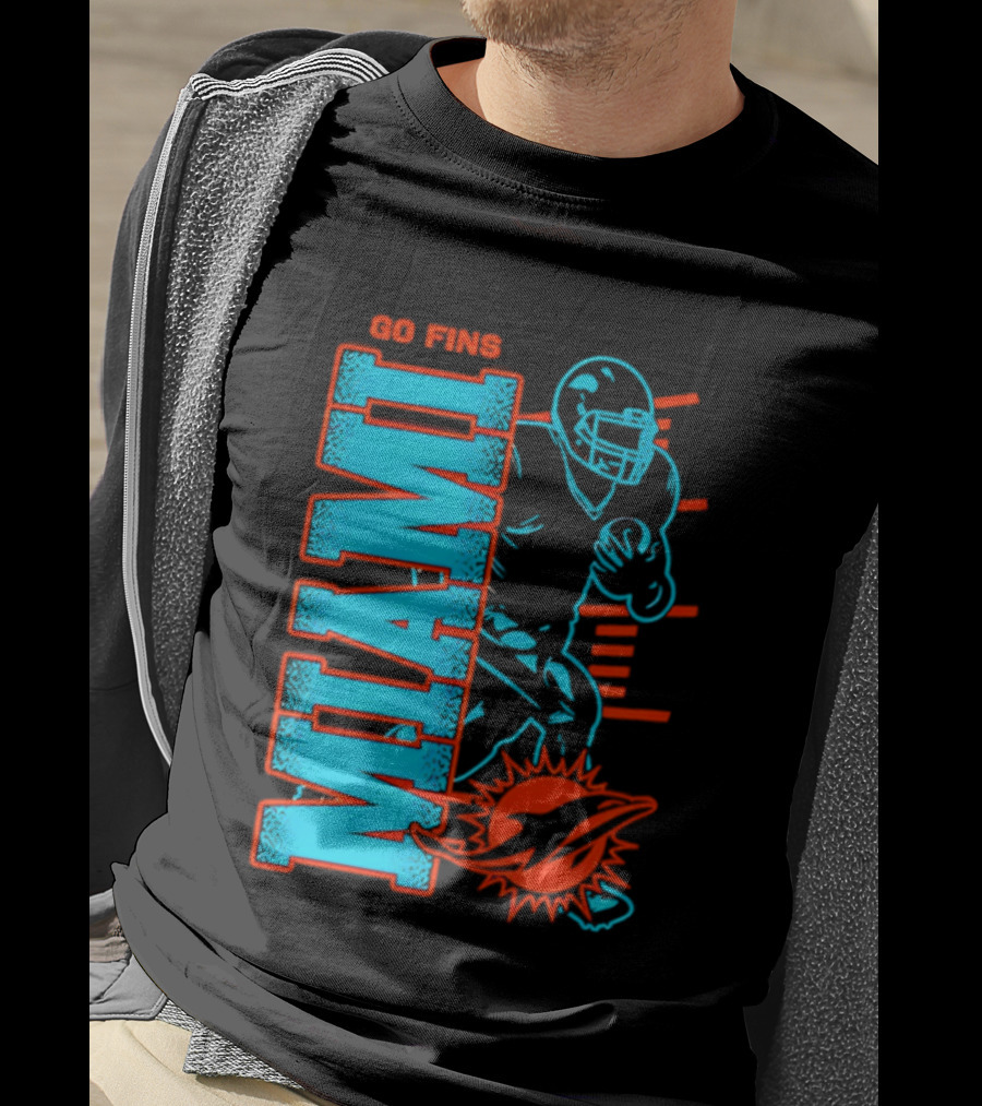 Miami Dolphins Go Fins Football Player T-Shirt