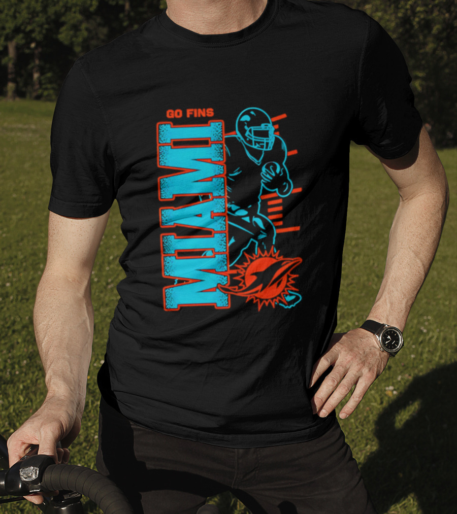 Miami Dolphins Go Fins Football Player T-Shirt