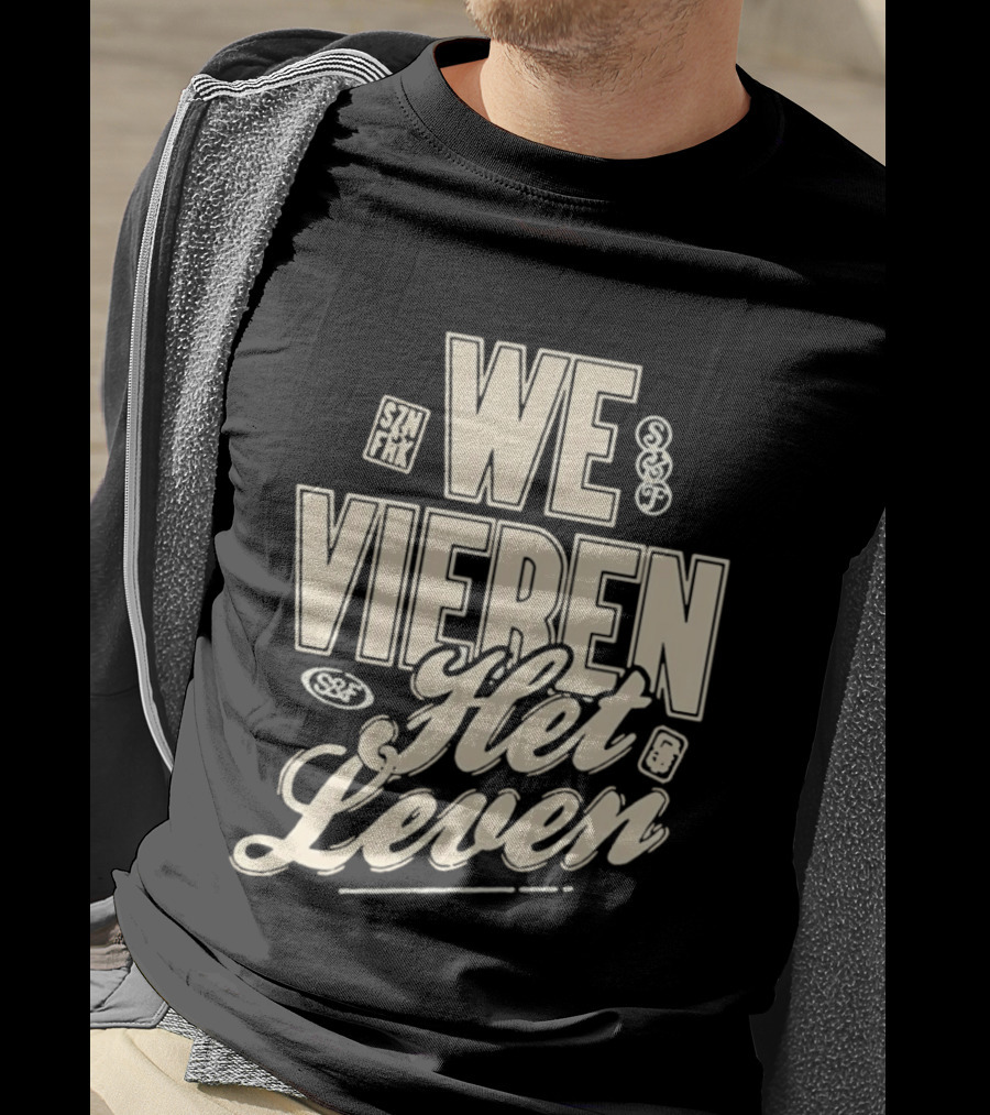 We Vieren Het Leven Tekst Stijl Met Bubbels En Sterren T-Shirt