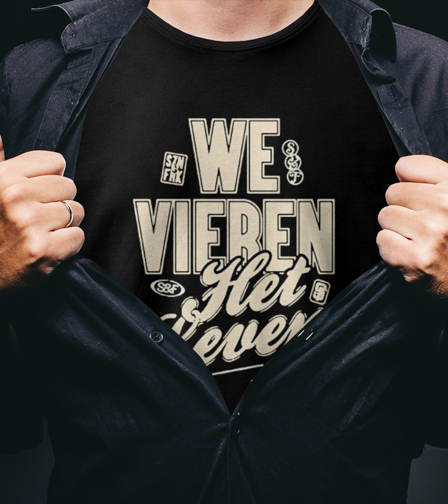 We Vieren Het Leven Tekst Stijl Met Bubbels En Sterren T-Shirt