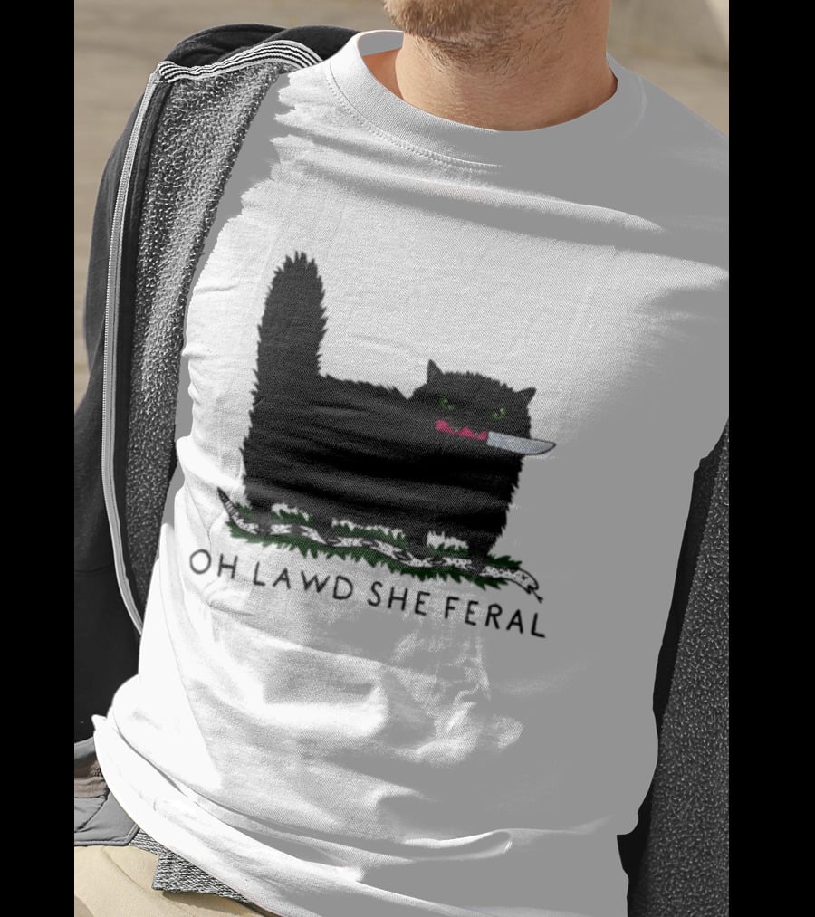 Oh Lawd She Feral Cat Knife Snake T-Shirt