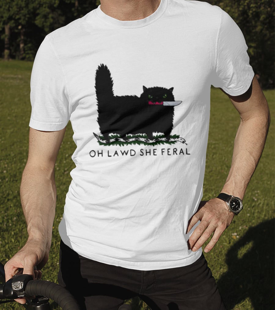 Oh Lawd She Feral Cat Knife Snake T-Shirt