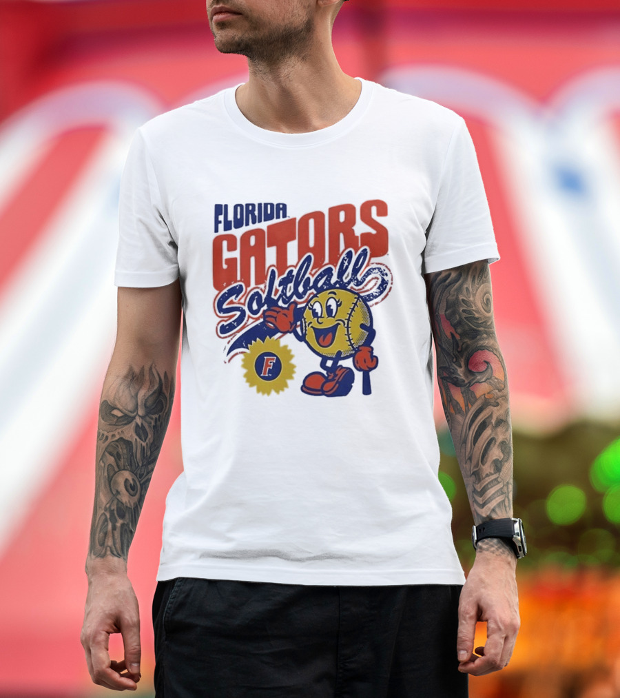 Florida Gators Softball Sunflower Vintage Cartoon Baseball T-Shirt