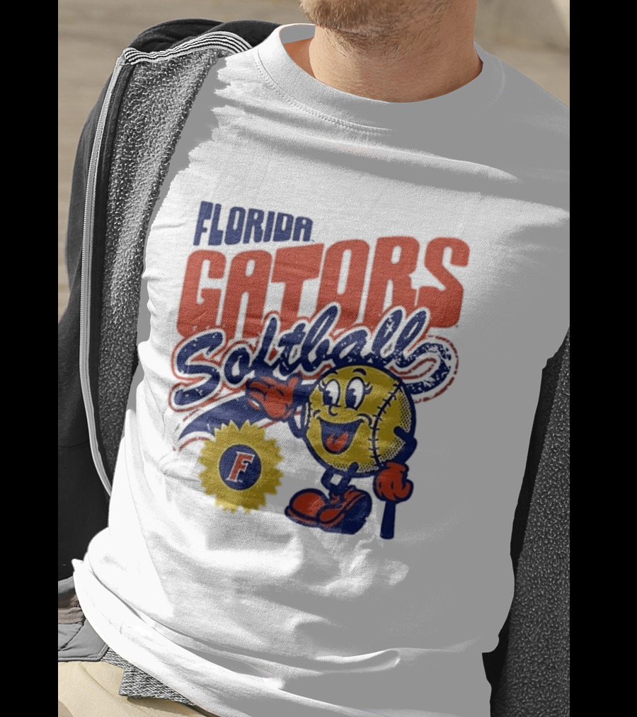 Florida Gators Softball Sunflower Vintage Cartoon Baseball T-Shirt