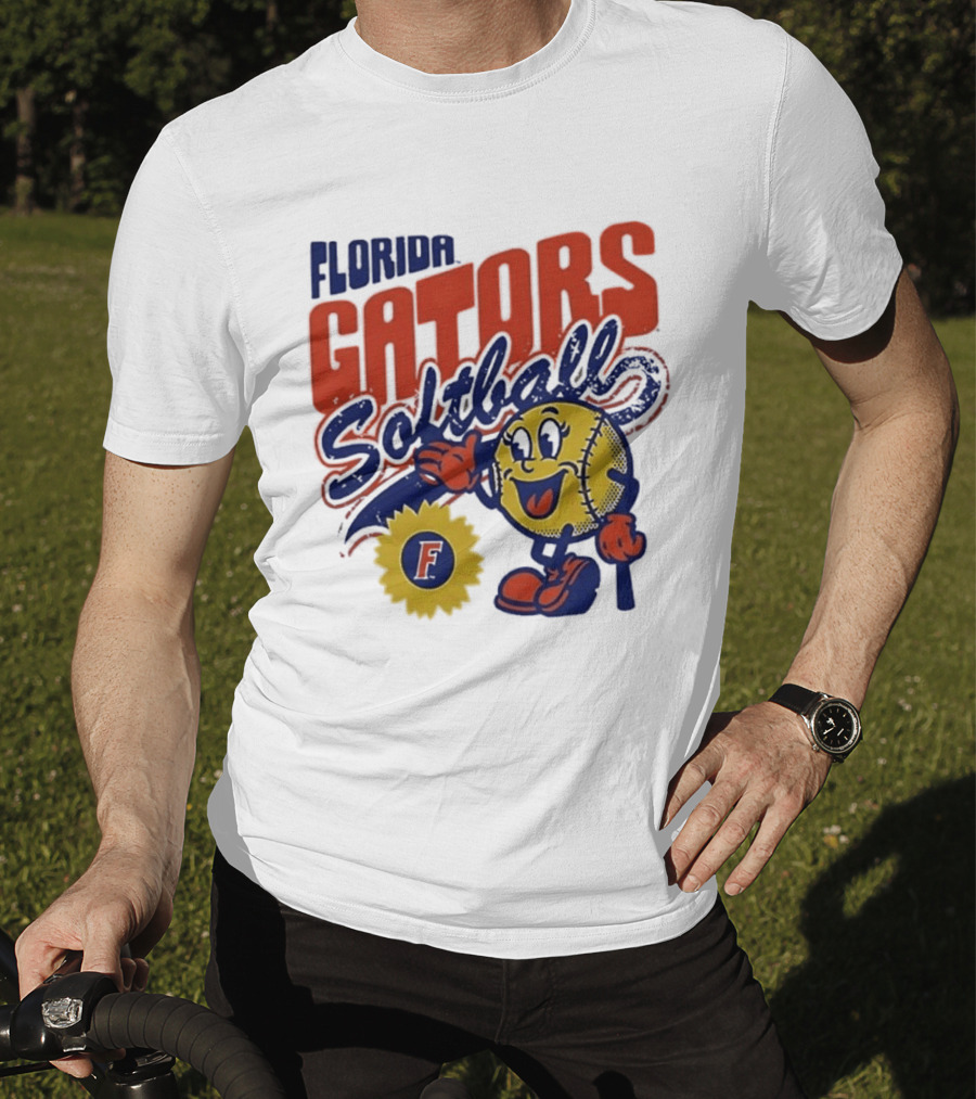 Florida Gators Softball Sunflower Vintage Cartoon Baseball T-Shirt