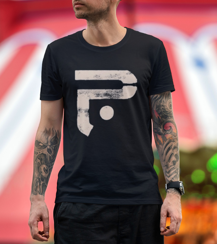 A Pale White Dot Abstract Symbol With Textured Circular Motif T-Shirt