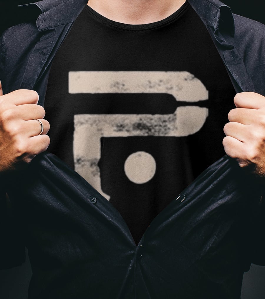 A Pale White Dot Abstract Symbol With Textured Circular Motif T-Shirt