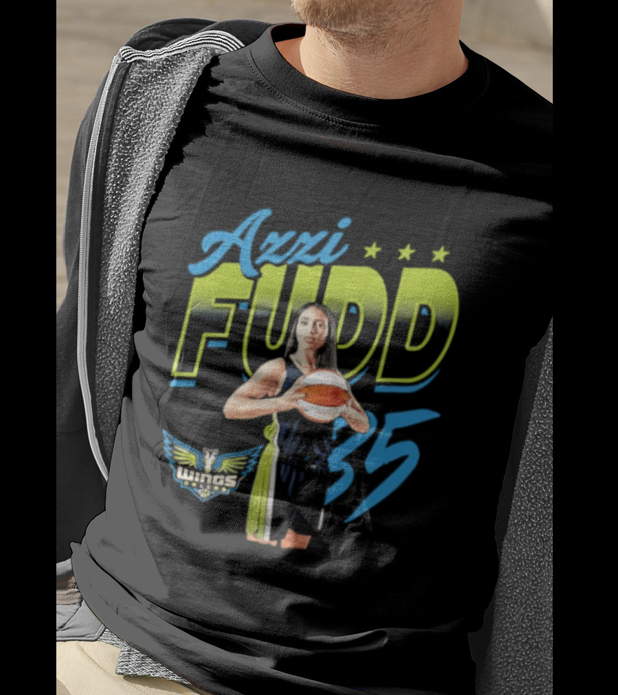 Azzi Fudd 35 Dallas Wings WNBA Player Pose With Stars And Wings T-Shirt