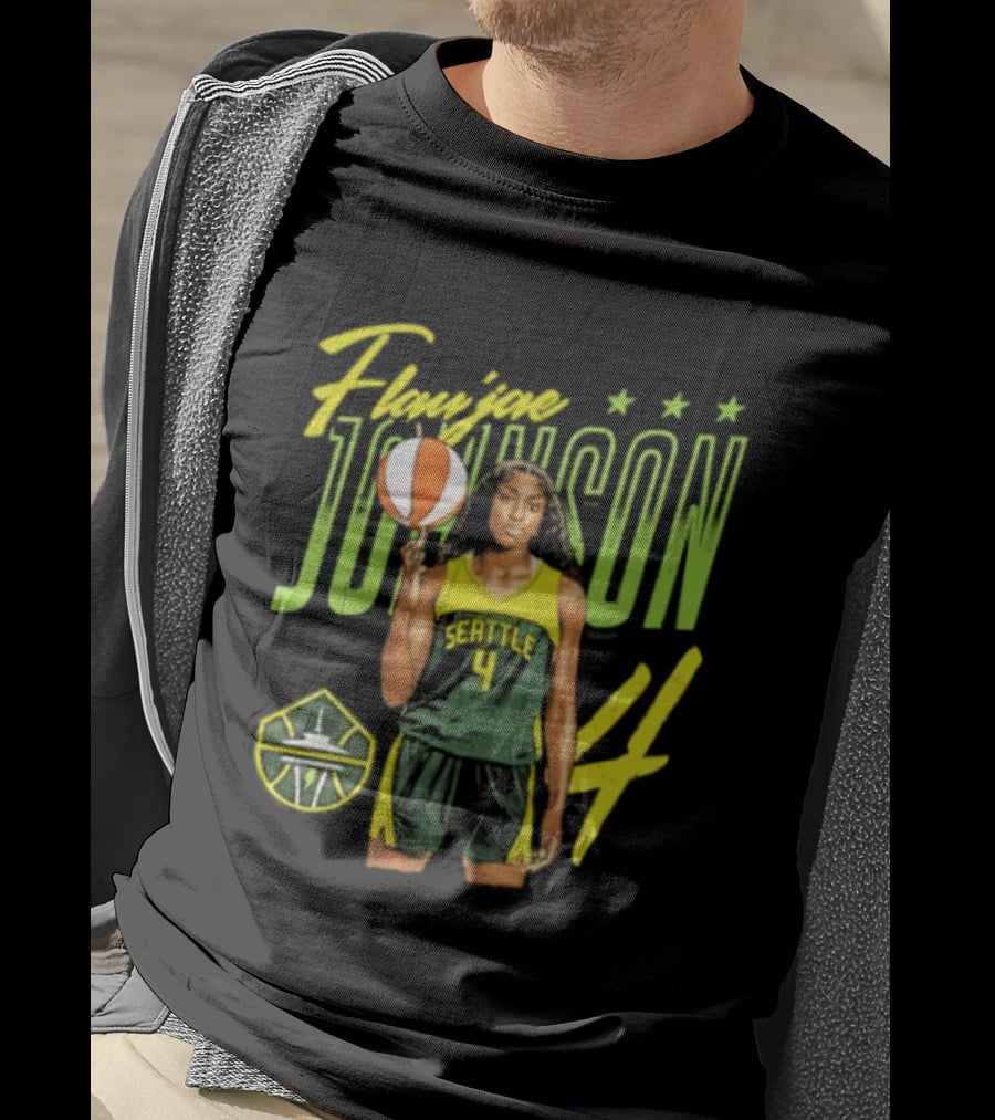 Flau'jae Johnson 4 Seattle Storm Basketball Star Pose T-Shirt