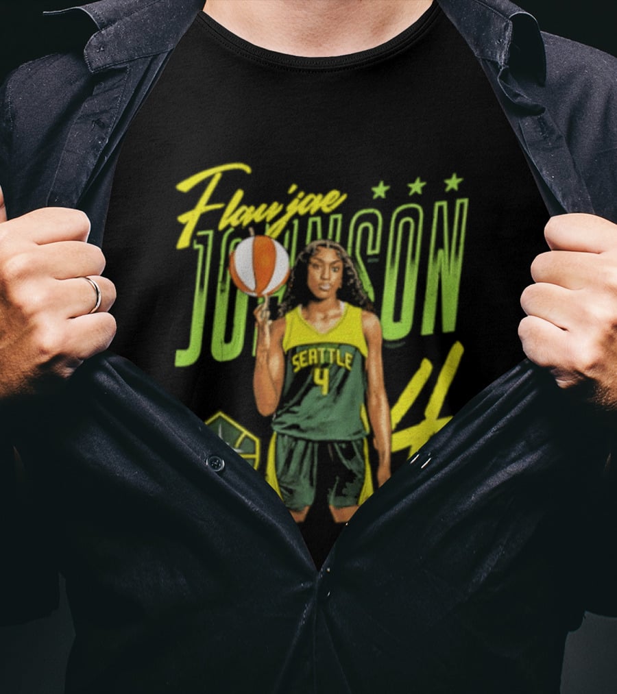 Flau'jae Johnson 4 Seattle Storm Basketball Star Pose T-Shirt
