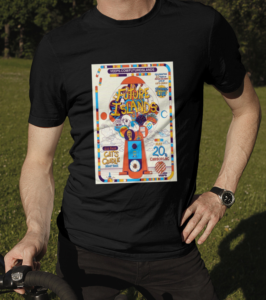 Future Islands Live At Cat's Cradle Carrboro NC May 20 Celebrating 20 Years Streaming Veeps T-Shirt