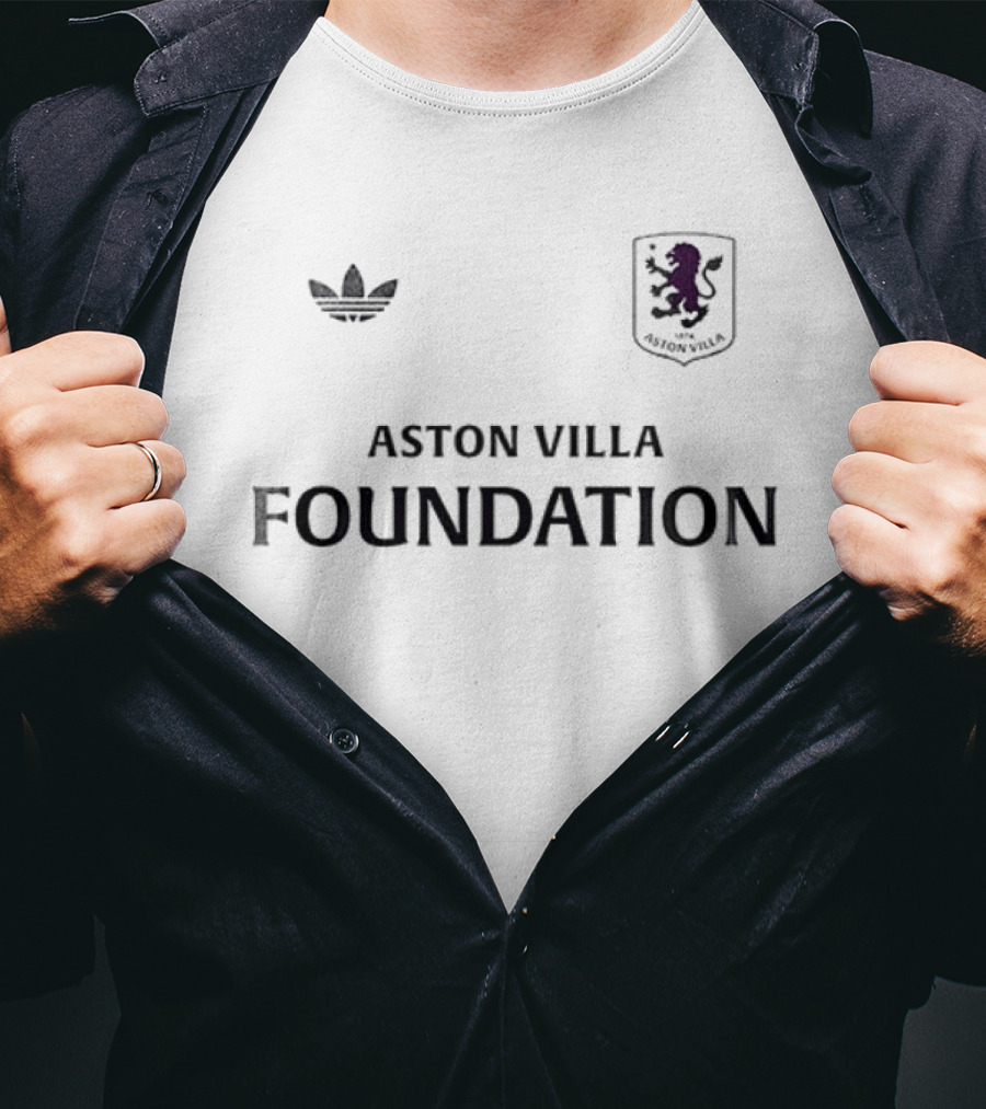 Aston Villa Foundation Adidas Collaboration With Crest And UEL Winners Name And Number T-Shirt