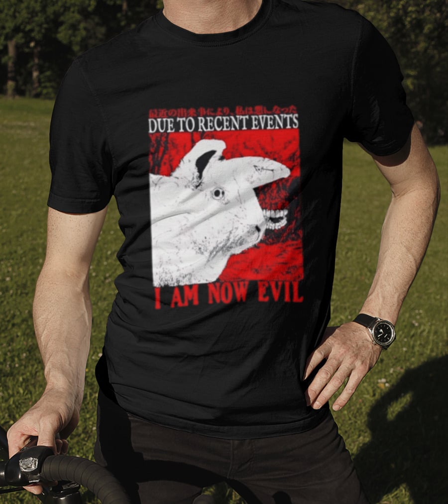 Rabbit Due To Recent Events I Am Now Evil Creepy Red T-Shirt