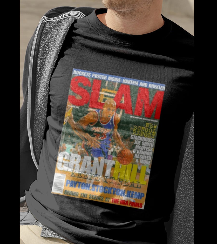 SLAM Granthill Keeps It Real Payton Stockton Kemp Pistons Basketball NBA Finals Hakeem Drexler T-Shirt