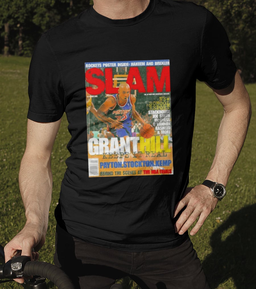 SLAM Granthill Keeps It Real Payton Stockton Kemp Pistons Basketball NBA Finals Hakeem Drexler T-Shirt