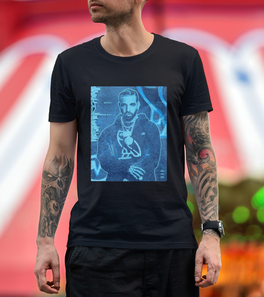 ICEMAN Owl Graphic Drake Blue Portrait With City Skyline T-Shirt