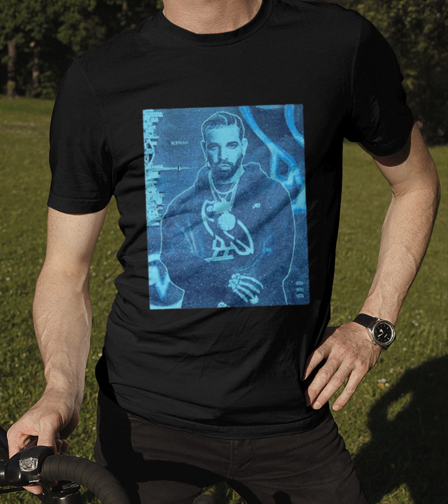 ICEMAN Owl Graphic Drake Blue Portrait With City Skyline T-Shirt