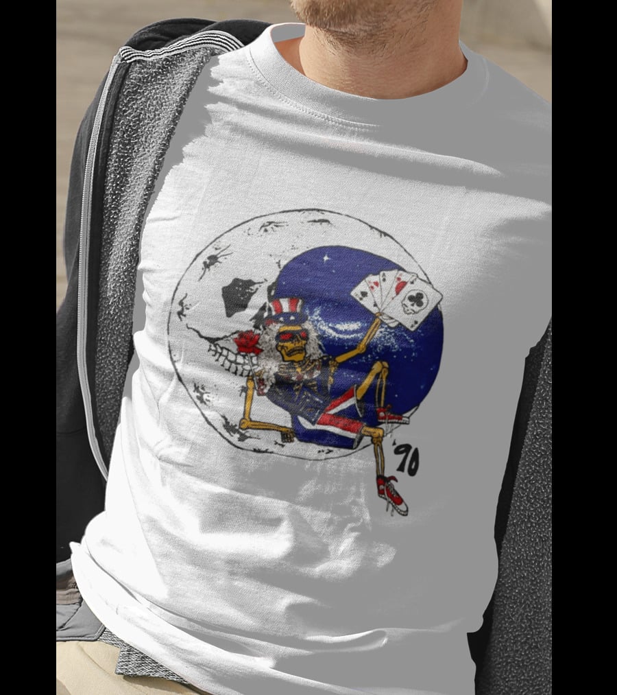 Grateful Dead 1990 Rare Uncle Sam Skeleton Moon Playing Cards T-Shirt