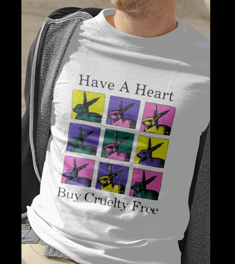Have A Heart Buy Cruelty Free Rabbits Pop Art Style Iconic Colorful Blocks T-Shirt