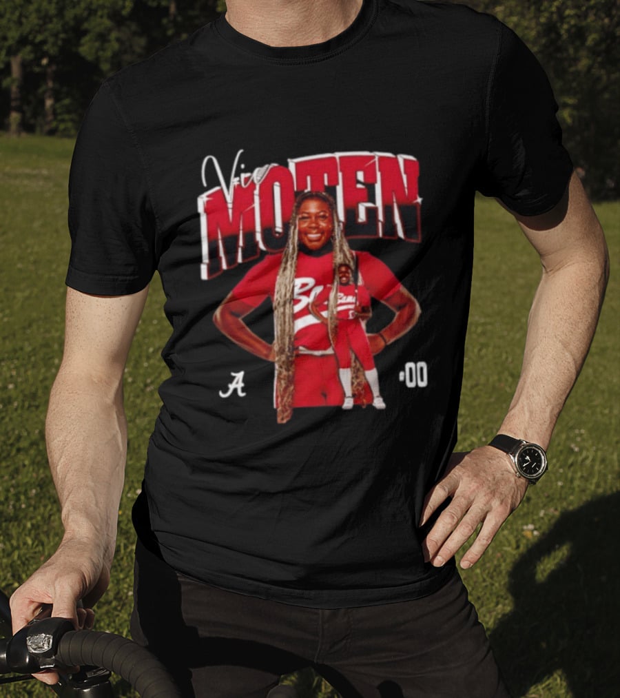 Vic Moten 00 Alabama Crimson Tide Softball Red Uniform Player Pose T-Shirt
