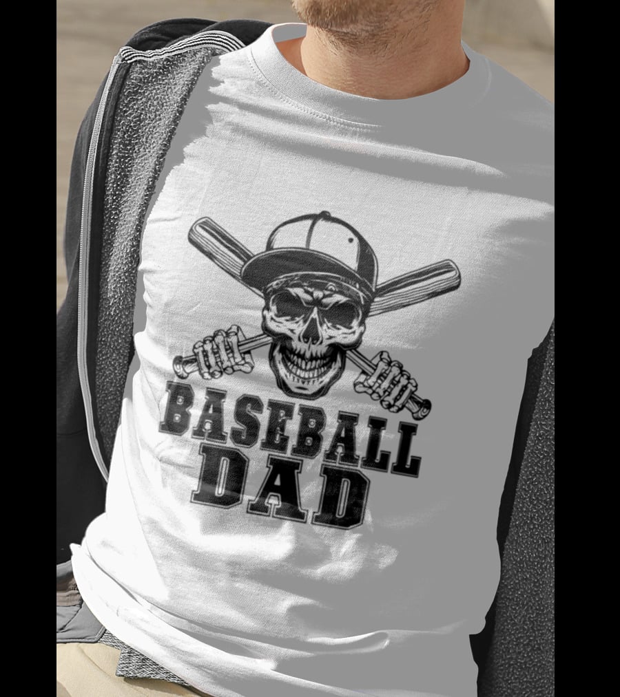 Baseball Dad Skull With Cap And Bats T-Shirt