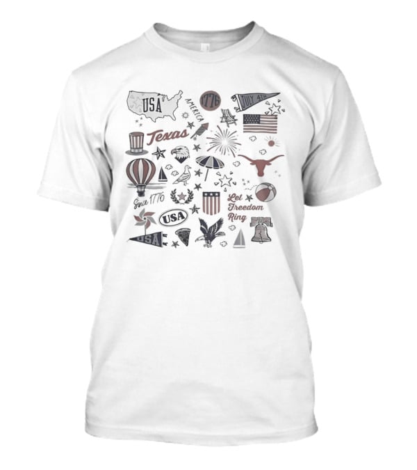 Texas Longhorns Let Freedom Ring USA 250th Celebration T-Shirt