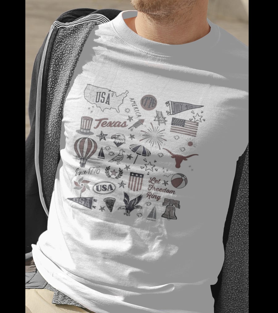 Texas Longhorns Let Freedom Ring USA 250th Celebration T-Shirt