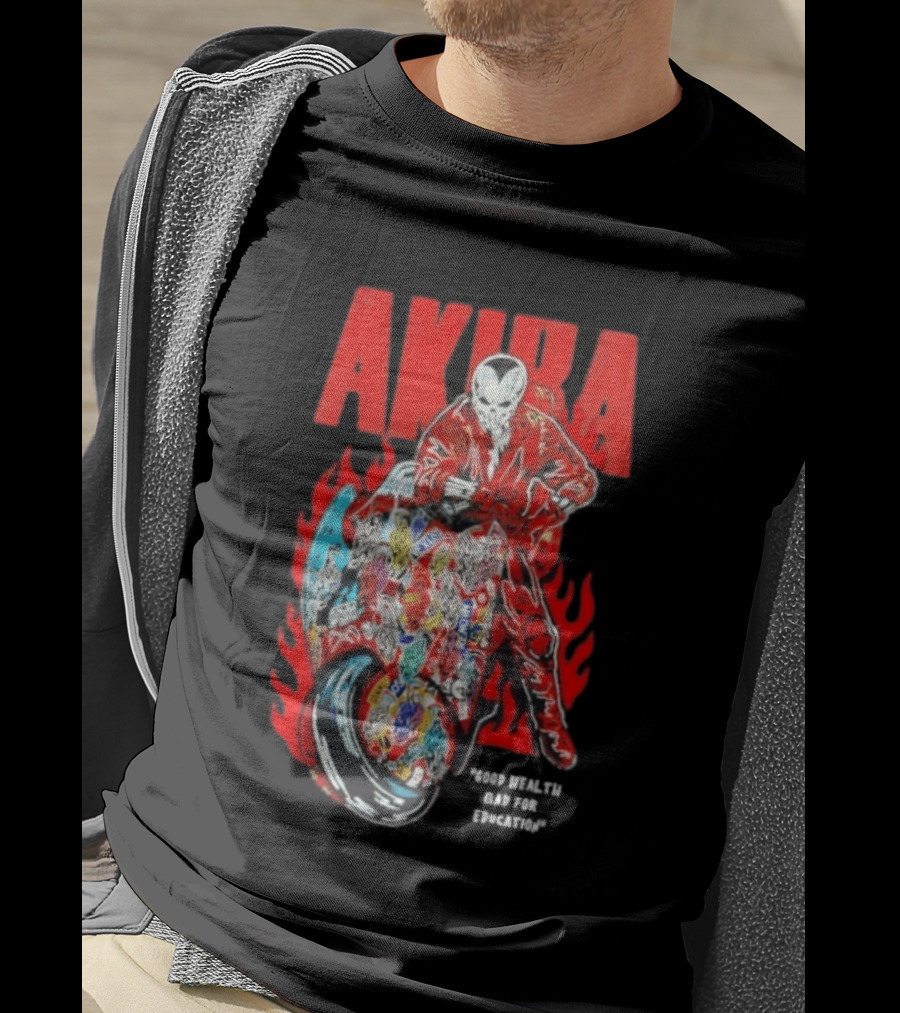Akira Good For Health Bad For Education Iconic Motorcycle T-Shirt