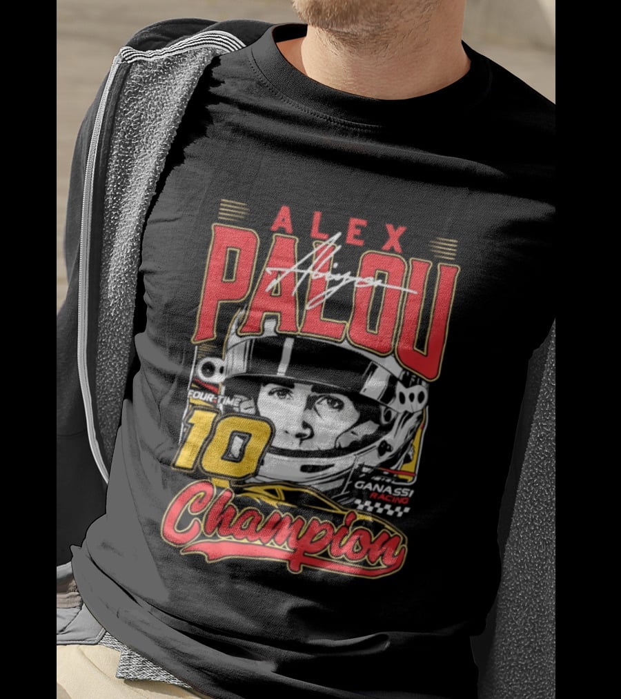 Alex Palou Autograph 10 Champion Racing Helmets T-Shirt