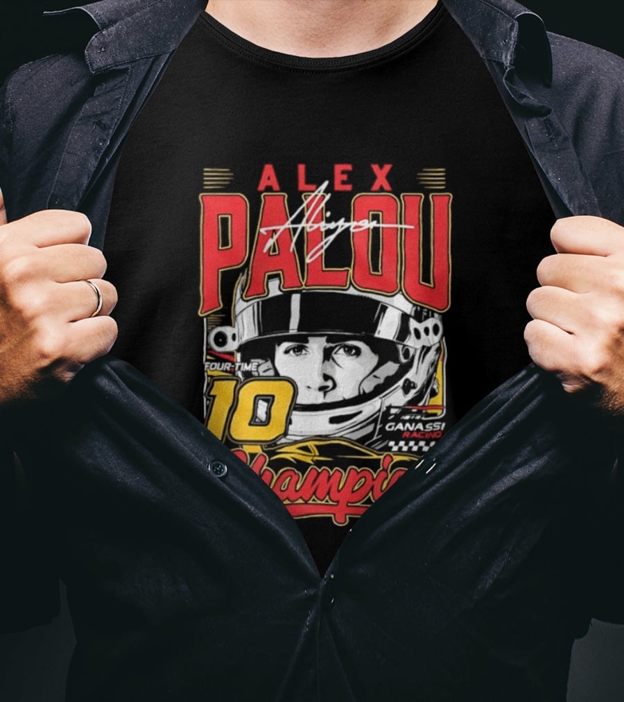 Alex Palou Autograph 10 Champion Racing Helmets T-Shirt