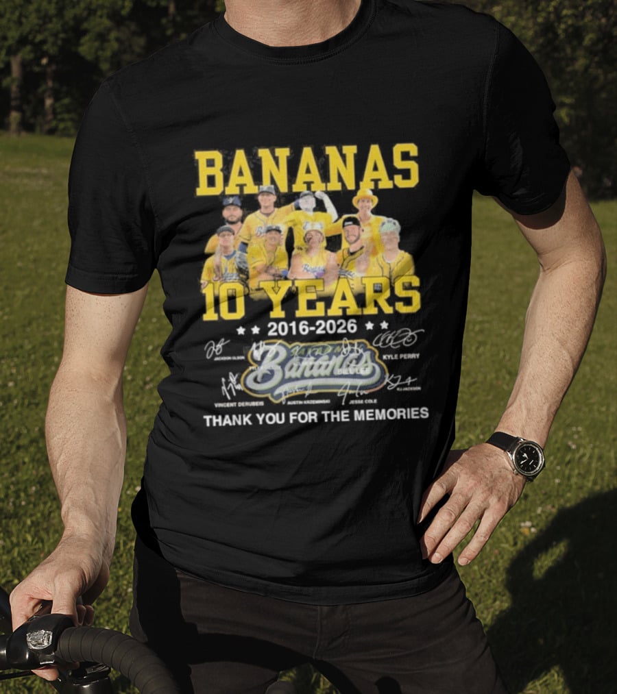 Bananas Baseball 10 Years 2016 2026 Thank You For The Memories T-Shirt