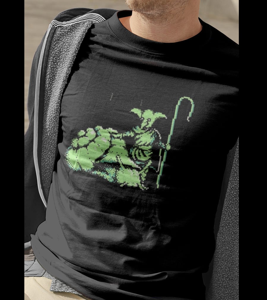 Goblin Shepherd With Staff Pixel T-Shirt