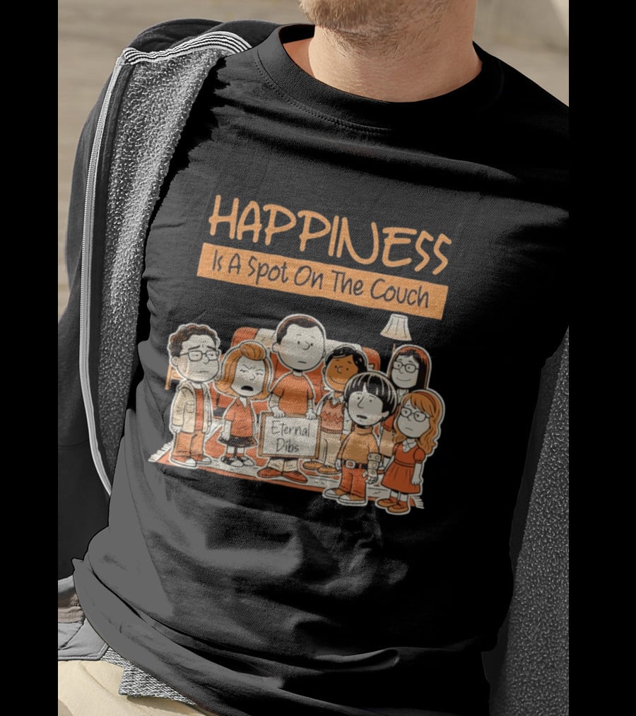 Happiness Is A Spot On The Couch Eternal Dibs Peanuts Style Scene T-Shirt