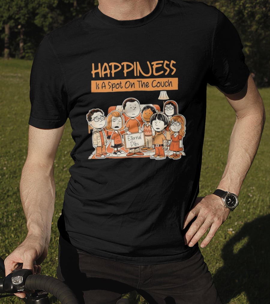 Happiness Is A Spot On The Couch Eternal Dibs Peanuts Style Scene T-Shirt