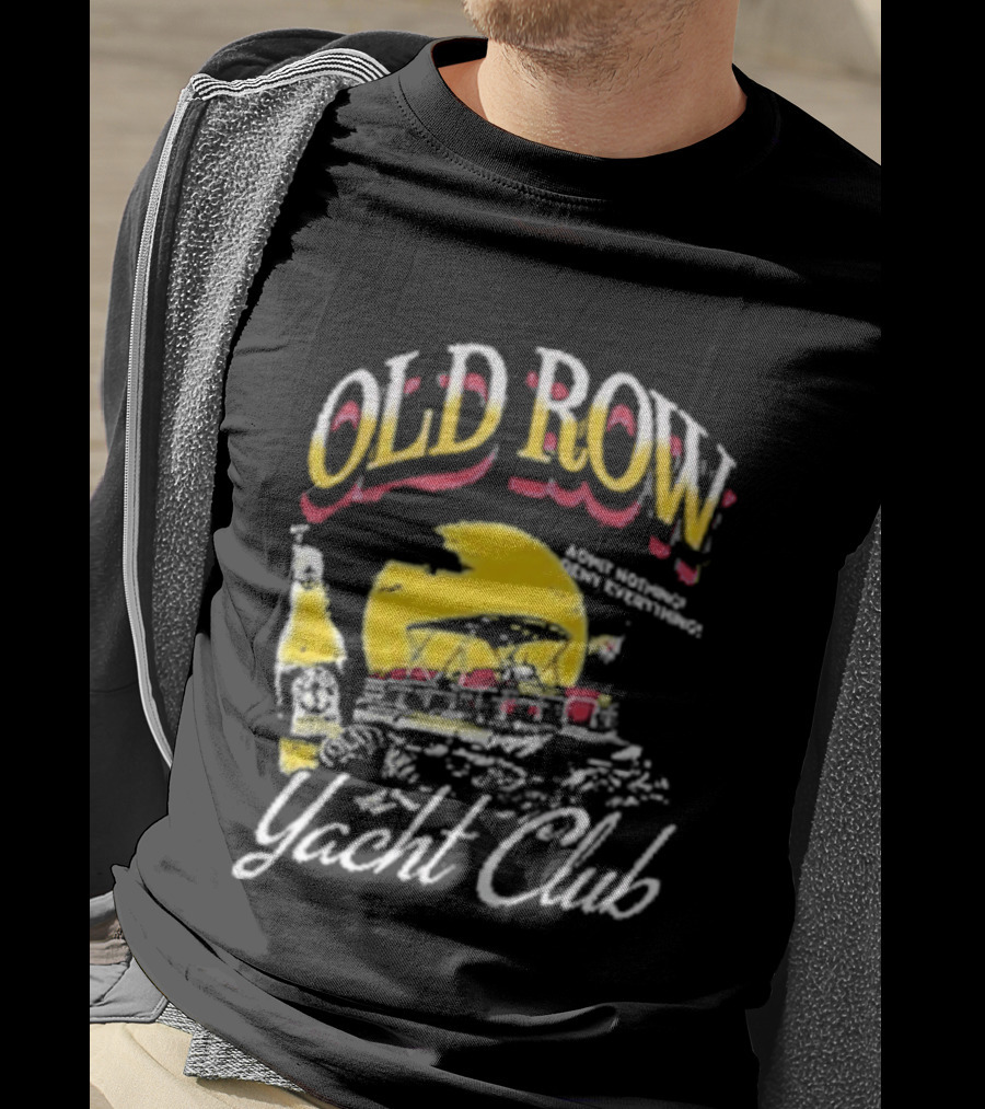 Old Row Yacht Club Retro Nautical Theme With Sailboat And Sunset T-Shirt