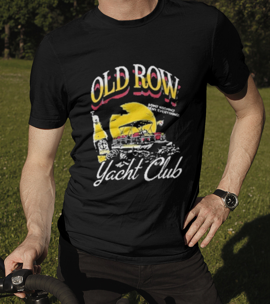 Old Row Yacht Club Retro Nautical Theme With Sailboat And Sunset T-Shirt