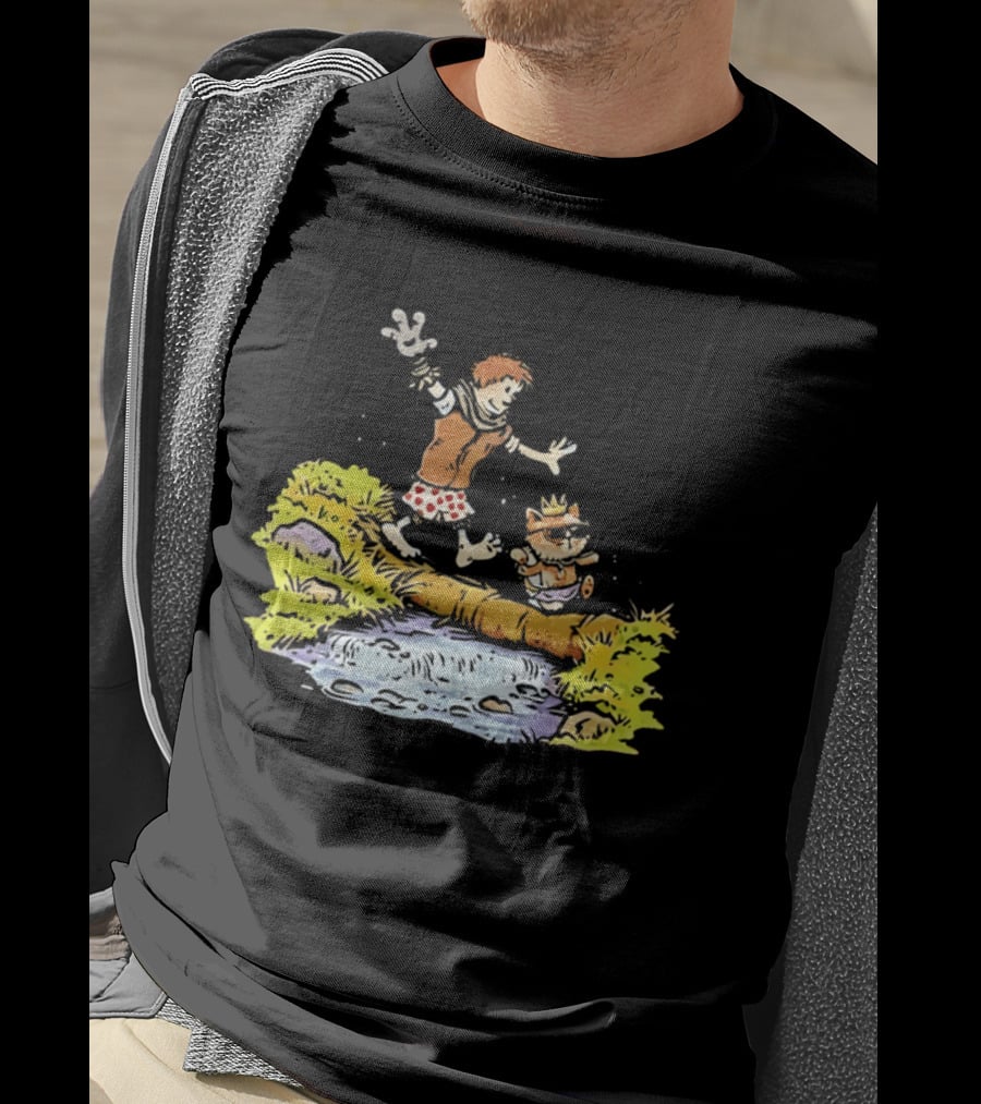 Princess Donut Calvin And Hobbes Comic Adventure Carl Crossing Log T-Shirt